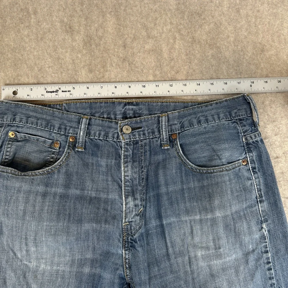 Levis 569 Loose Straight Mens Jeans 34x34 Light Wash Blue Distressed Baggy Denim